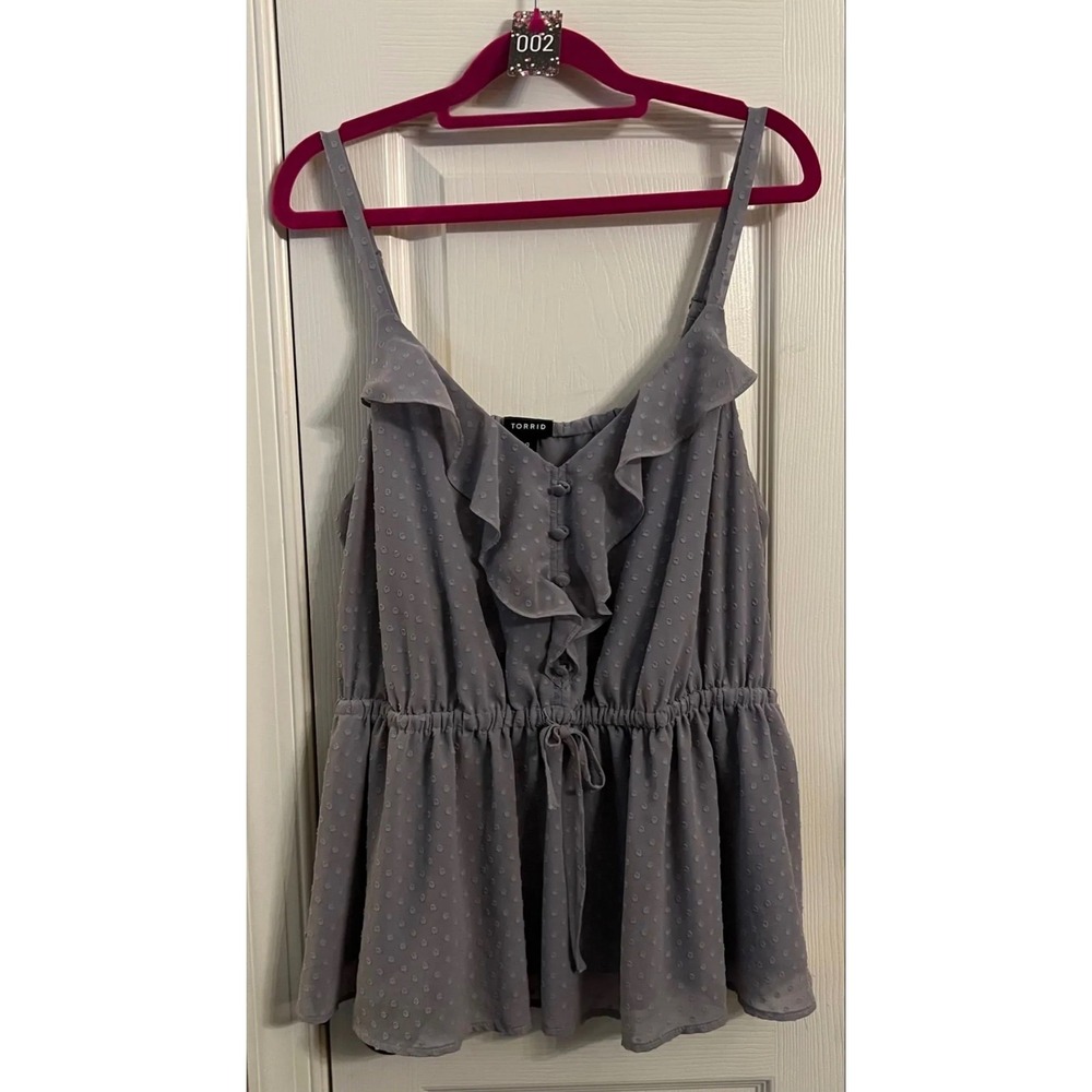 Torrid Swiss Dot Ruffle Peplum Cami Top Lavender Grey Size 0 - Large